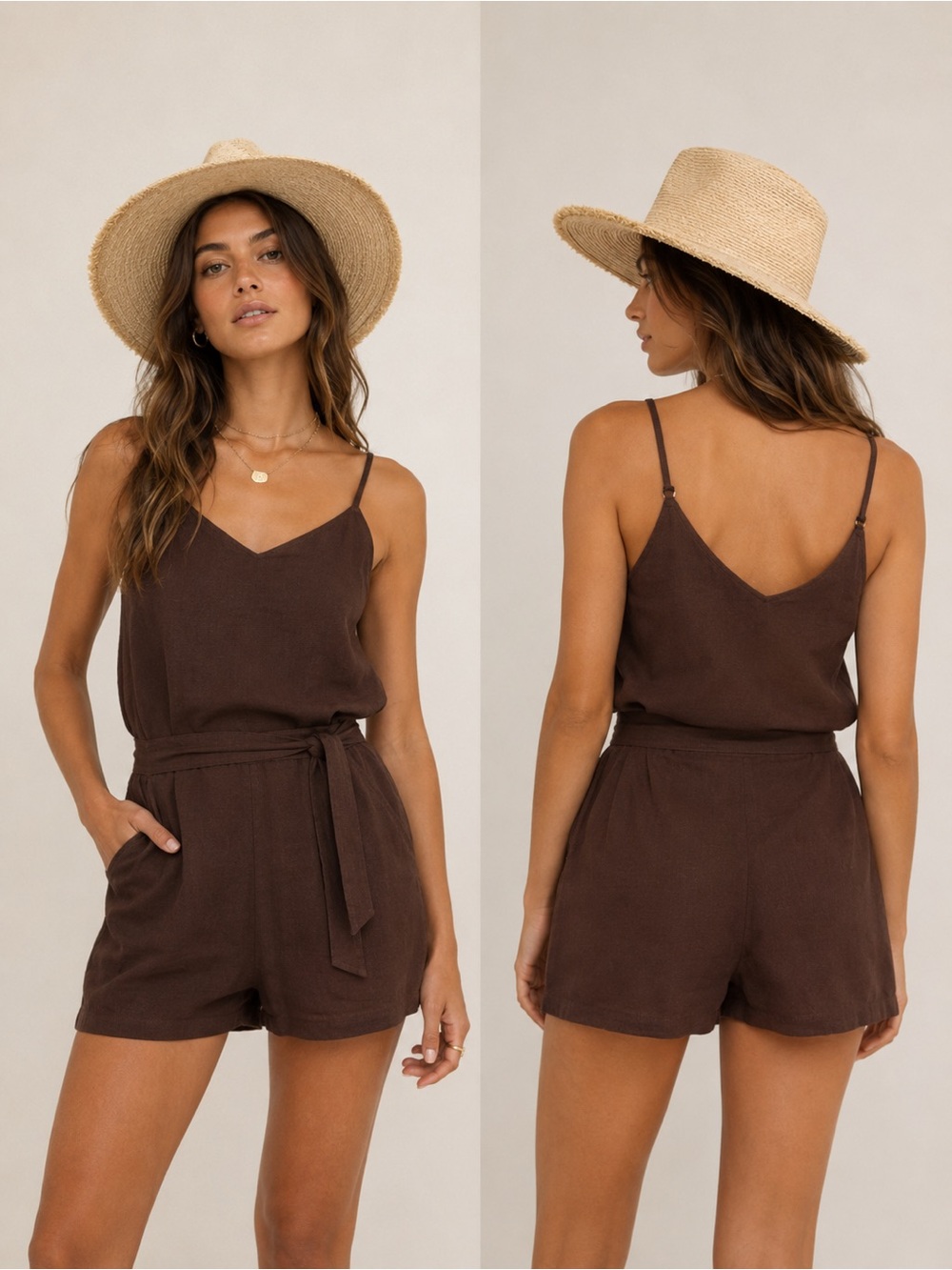VITAMIN A Linen Gigi Cover-Up Romper